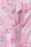 Pink christmas santa claus bamboo romper - Aaria Tees Aaria Tees