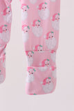 Pink christmas santa claus bamboo romper - Aaria Tees Aaria Tees