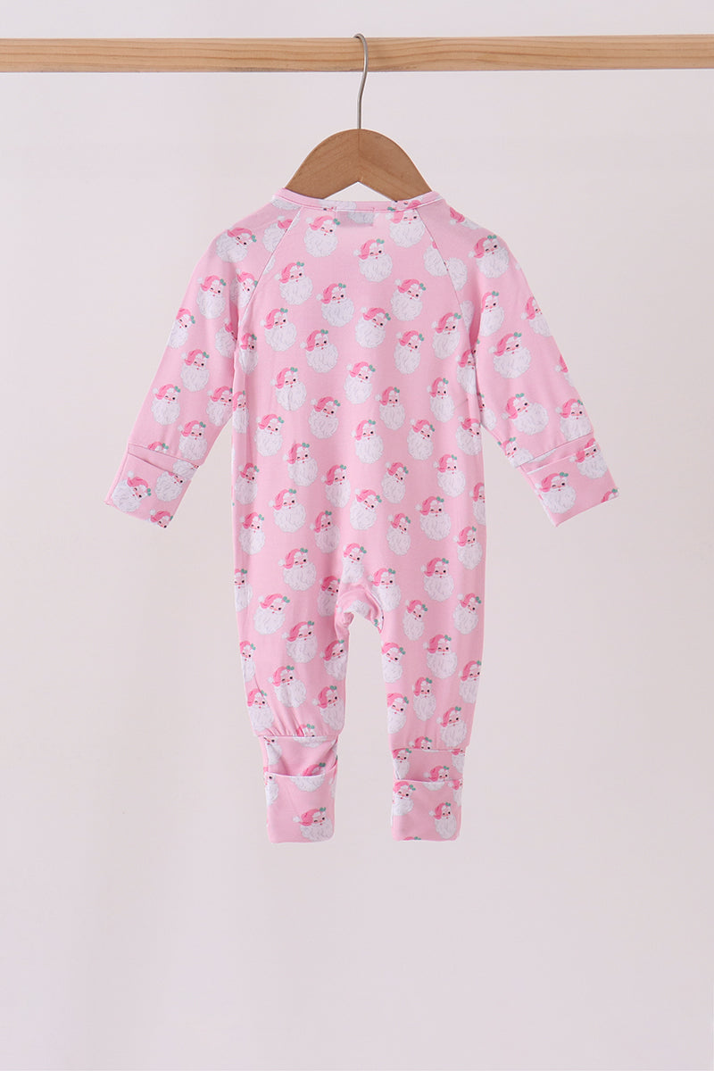 Pink christmas santa claus bamboo romper - Aaria Tees Aaria Tees