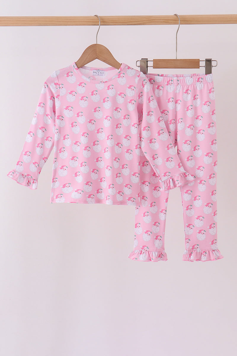 Pink santa claus bamboo pajama set - Aaria Tees Aaria Tees