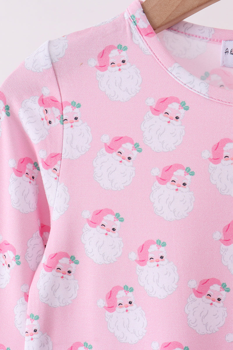 Pink santa claus bamboo pajama set - Aaria Tees Aaria Tees