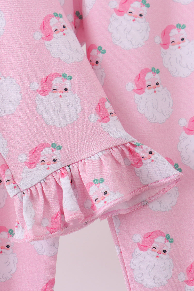 Pink santa claus bamboo pajama set - Aaria Tees Aaria Tees