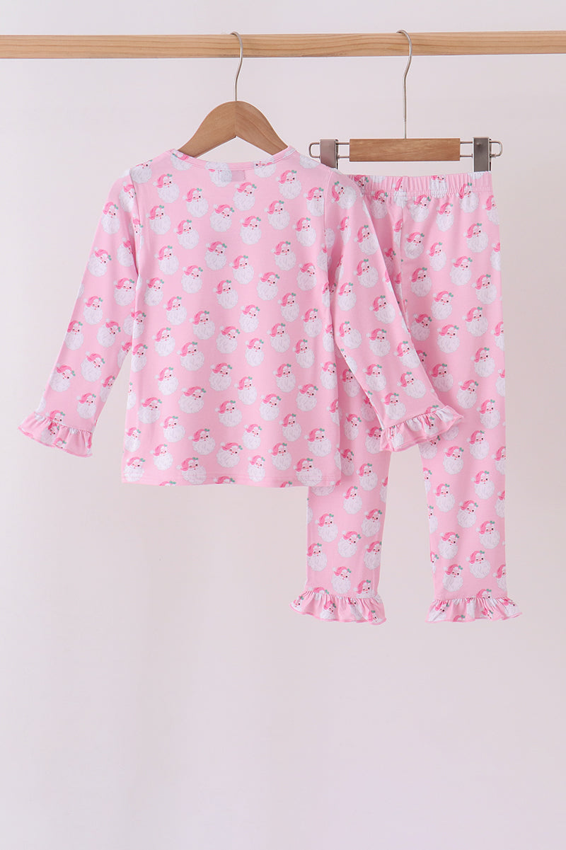 Pink santa claus bamboo pajama set - Aaria Tees Aaria Tees
