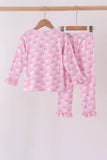 Pink santa claus bamboo pajama set - Aaria Tees Aaria Tees