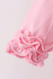 Pink stripe santa embroidery ruffle pants set - Aaria Tees Aaria Tees