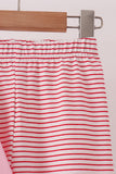 Pink stripe santa embroidery ruffle pants set - Aaria Tees Aaria Tees