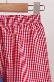 Blue santa embroidery gingham pants set - Aaria Tees Aaria Tees