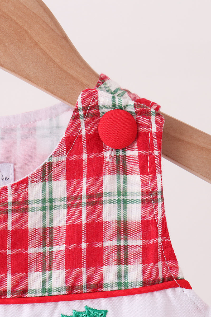 Red christmas tree truck embroidery plaid jonjon - Aaria Tees Aaria Tees