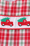 Red christmas tree truck embroidery plaid jonjon - Aaria Tees Aaria Tees