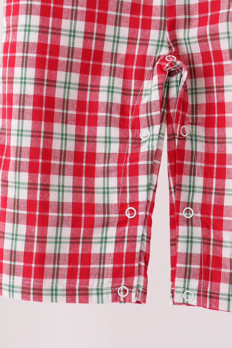 Red christmas tree truck embroidery plaid jonjon - Aaria Tees Aaria Tees