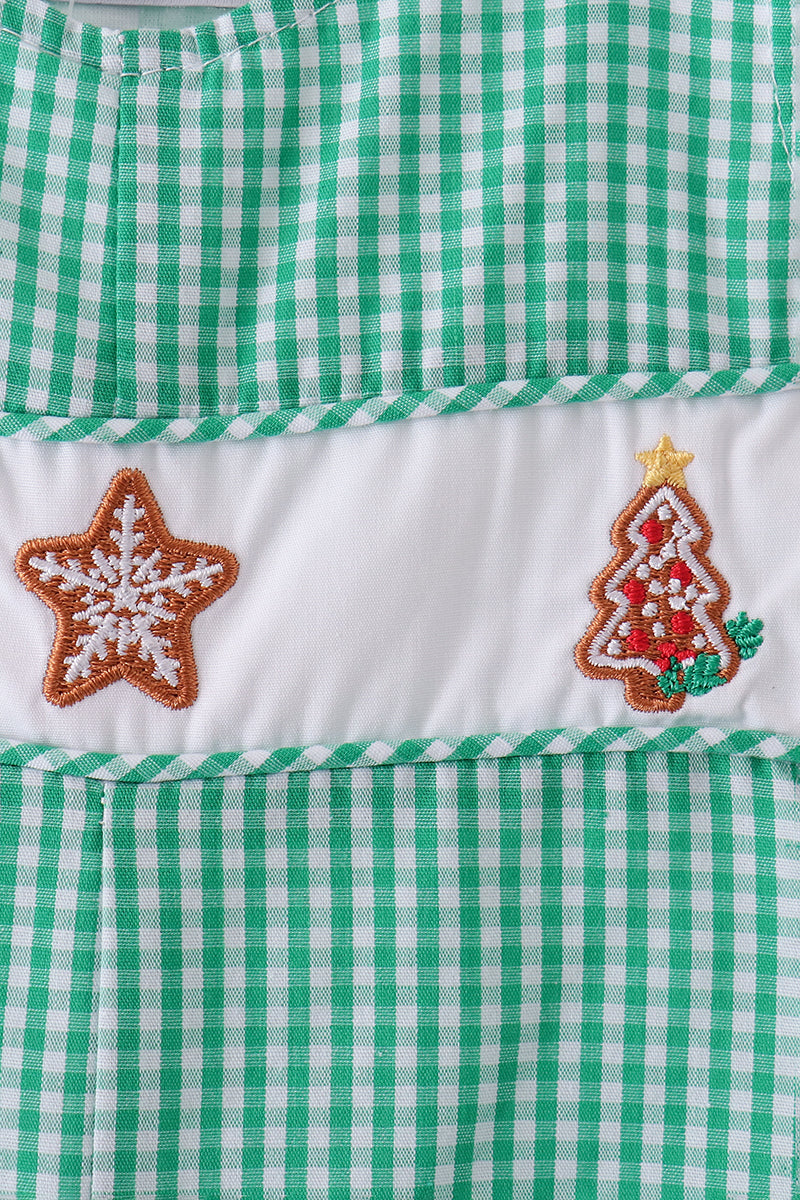 Green gingerbread embroidery gingham jonjon - Aaria Tees Aaria Tees