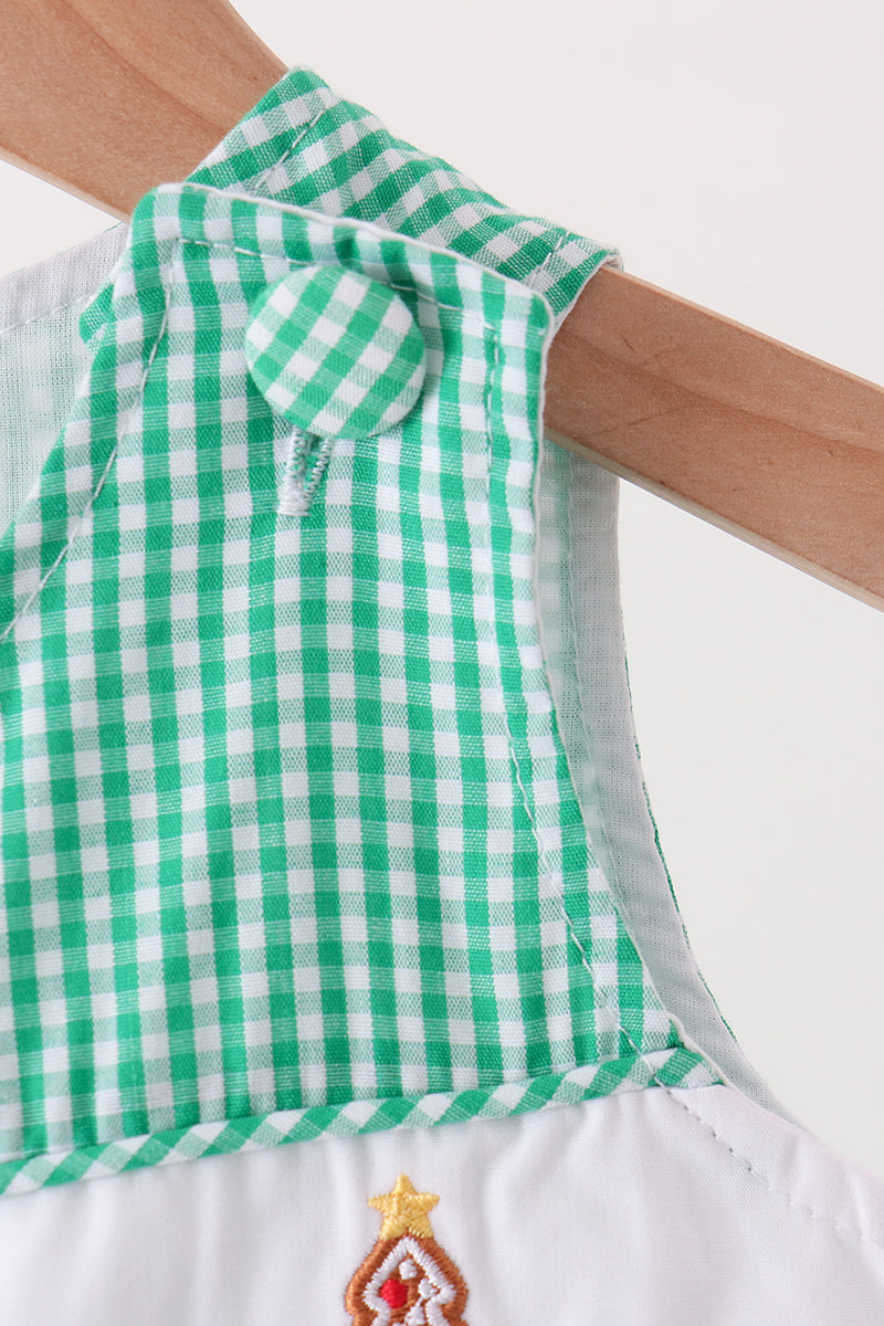Green gingerbread embroidery gingham jonjon - Aaria Tees Aaria Tees