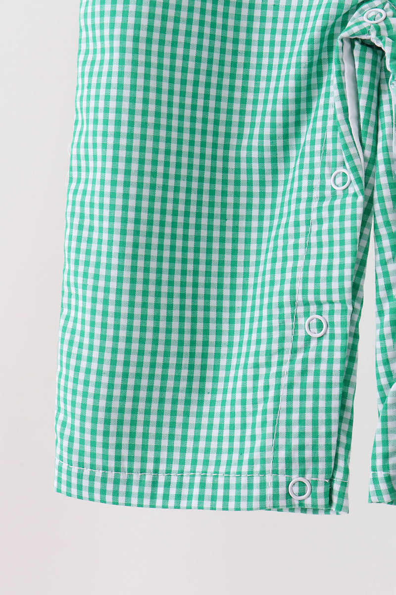 Green gingerbread embroidery gingham jonjon - Aaria Tees Aaria Tees