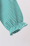 Green gingerbread embroidery stripe ruffle romper - Aaria Tees Aaria Tees