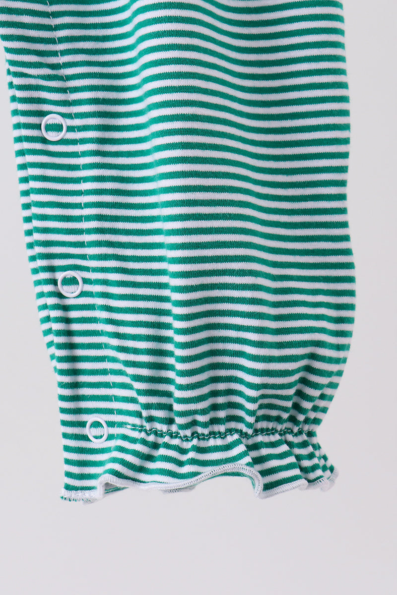 Green gingerbread embroidery stripe ruffle romper - Aaria Tees Aaria Tees