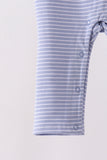 Blue christmas tree puppy embroidery stripe romper - Aaria Tees Aaria Tees