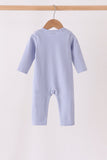 Blue christmas tree puppy embroidery stripe romper - Aaria Tees Aaria Tees