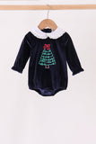 Navy christmas tree embroidery bubble - Aaria Tees Aaria Tees
