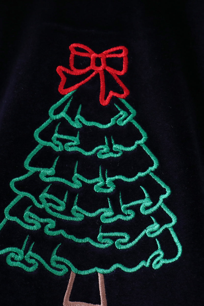 Navy christmas tree embroidery bubble - Aaria Tees Aaria Tees
