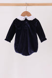 Navy christmas tree embroidery bubble - Aaria Tees Aaria Tees