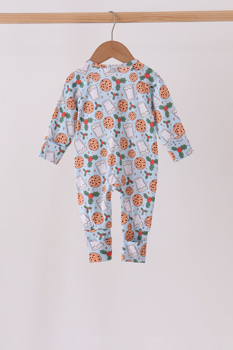 Blue milk cookie holly bamboo romper - Aaria Tees Aaria Tees