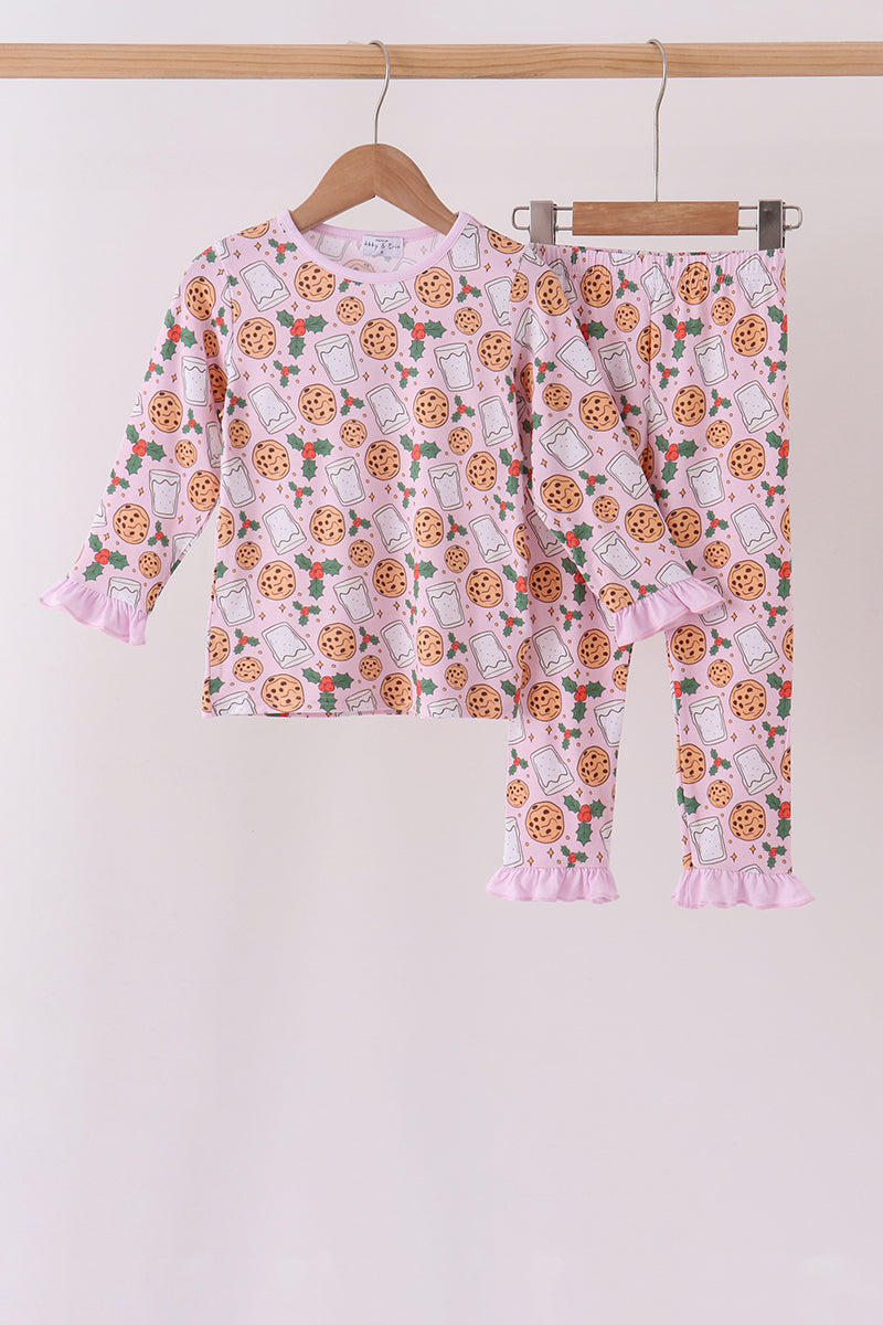 Pink milk cookie holly bamboo pajama set - Aaria Tees