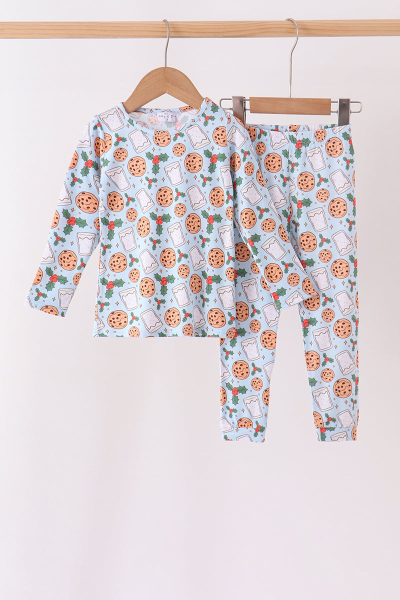 Blue milk cookie holly bamboo pajama set - Aaria Tees Aaria Tees