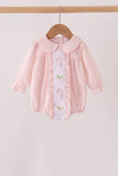 Pink candy cane holly embroidery plaid bubble - Aaria Tees Aaria Tees