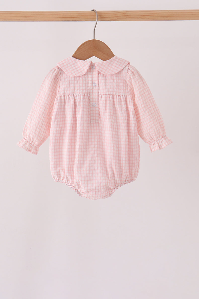 Pink candy cane holly embroidery plaid bubble - Aaria Tees Aaria Tees