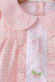 Pink candy cane holly embroidery plaid pants set - Aaria Tees Aaria Tees