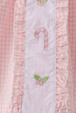 Pink candy cane holly embroidery plaid pants set - Aaria Tees Aaria Tees