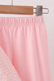 Pink candy cane holly embroidery plaid pants set - Aaria Tees Aaria Tees