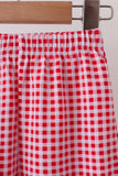 Blue santa claus embroidery gingham pants set - Aaria Tees Aaria Tees