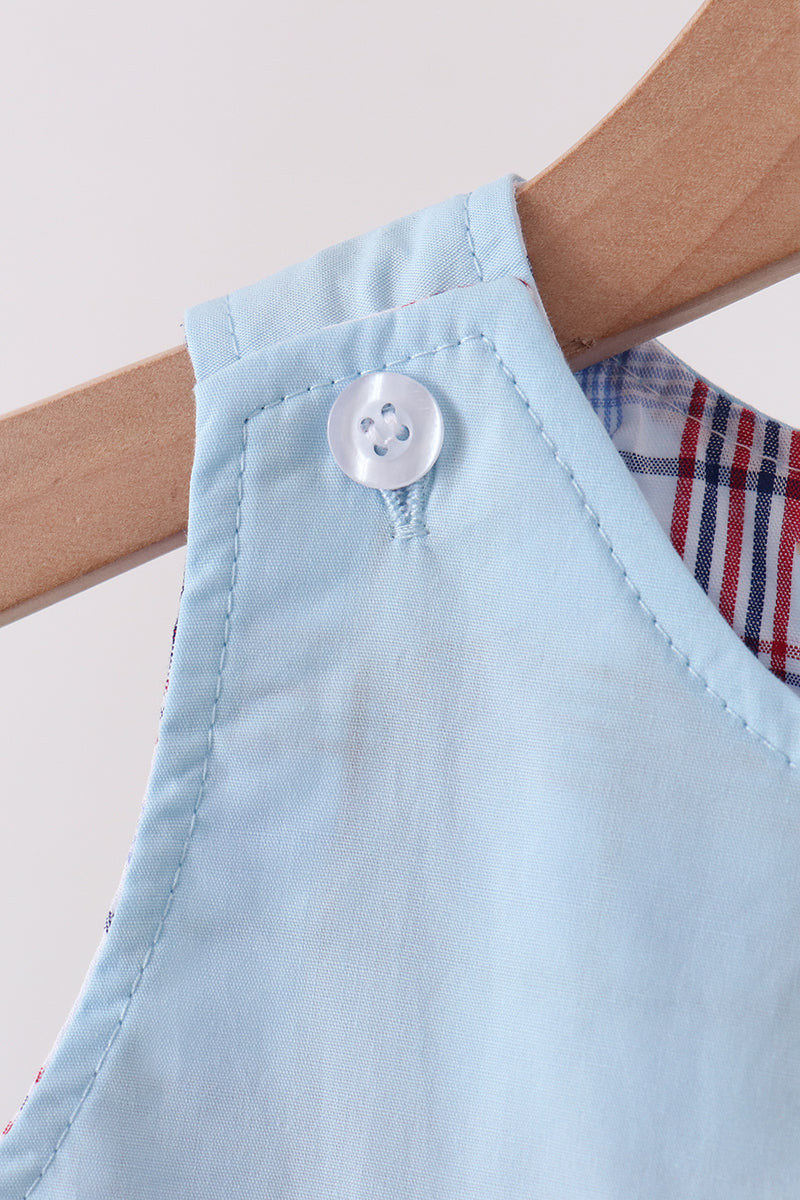 Blue plaid deer reversible jonjon - Aaria Tees Aaria Tees