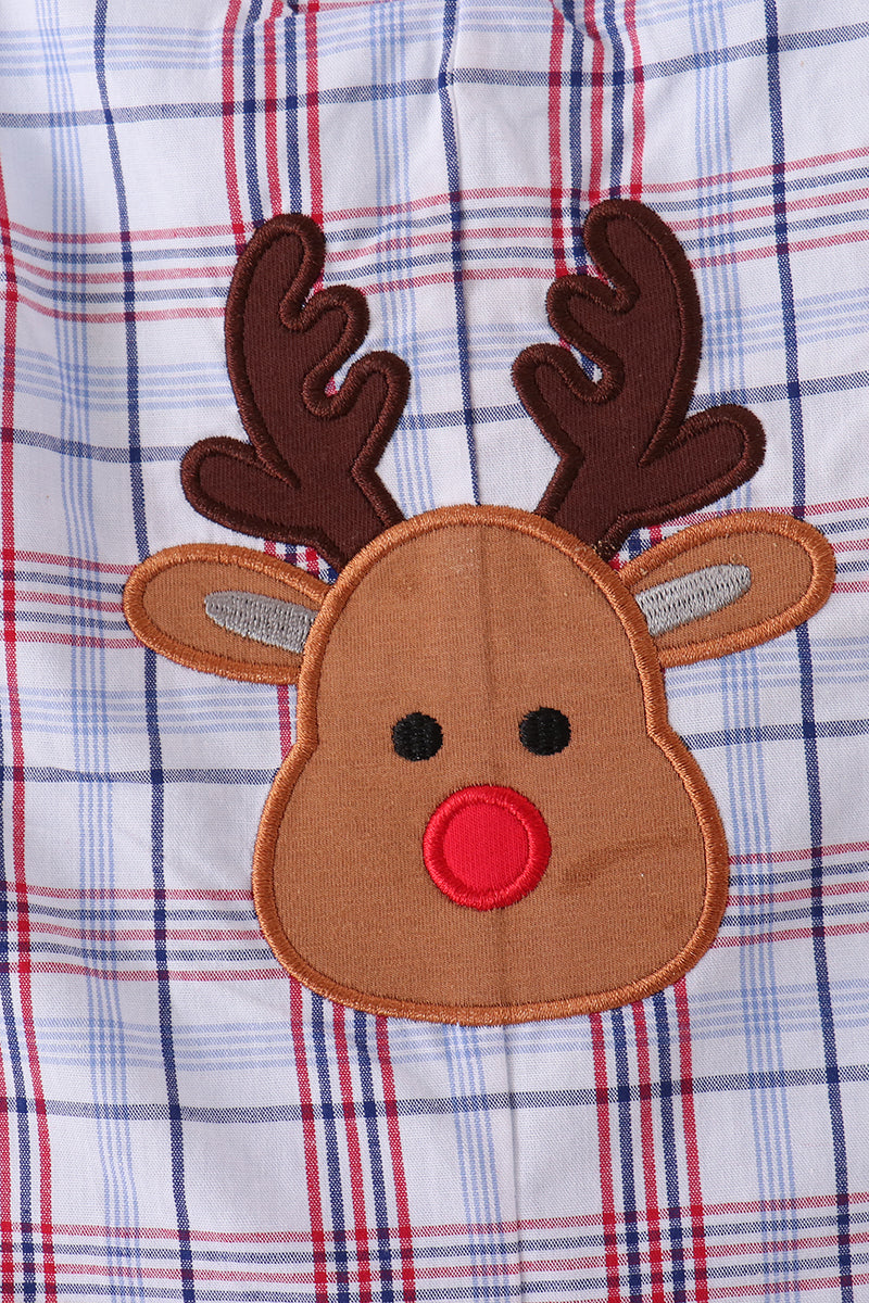 Blue plaid deer reversible jonjon - Aaria Tees Aaria Tees