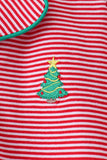 Red stripe christmas tree embroidery pants set - Aaria Tees Aaria Tees