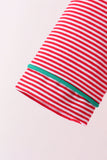 Red stripe christmas tree embroidery pants set - Aaria Tees Aaria Tees