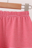 Red stripe christmas tree embroidery pants set - Aaria Tees Aaria Tees