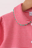 Red stripe christmas tree embroidery ruffle pants set - Aaria Tees Aaria Tees