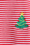 Red stripe christmas tree embroidery ruffle pants set - Aaria Tees Aaria Tees