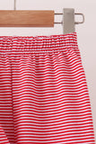 Red stripe christmas tree embroidery ruffle pants set - Aaria Tees Aaria Tees