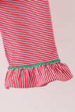 Red stripe christmas tree embroidery ruffle pants set - Aaria Tees Aaria Tees