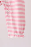 Pink gingerbread embroidery stripe ruffle romper - Aaria Tees Aaria Tees