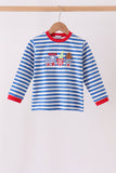 Blue stripe gingerbread embroidery top - Aaria Tees Aaria Tees