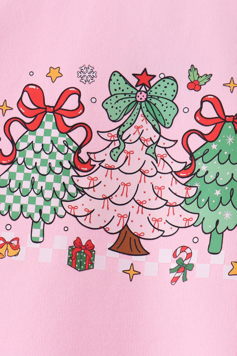 Pink christmas tree sweatshirt - Aaria Tees Aaria Tees