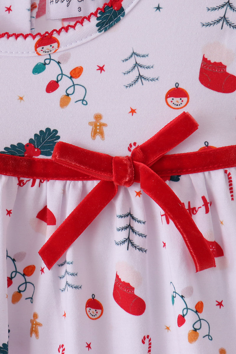 Red holly print ruffle pants set - Aaria Tees Aaria Tees