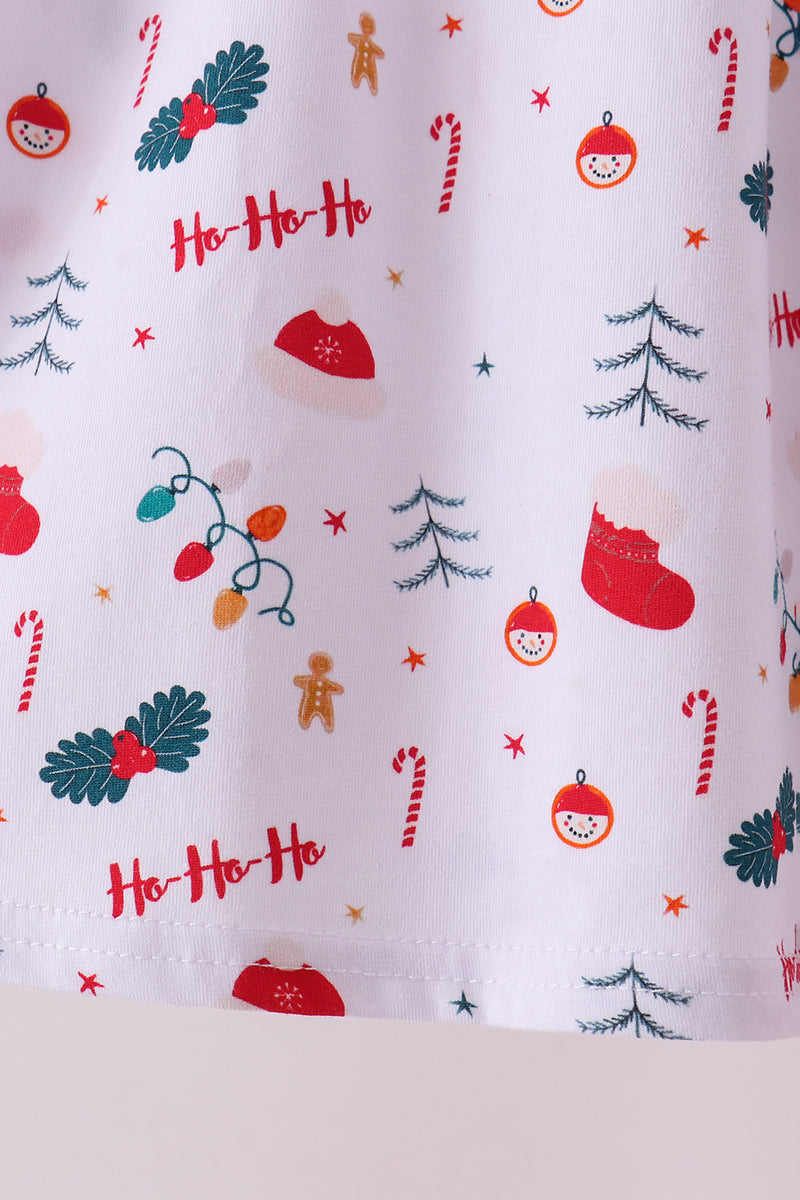 Red holly print ruffle pants set - Aaria Tees Aaria Tees