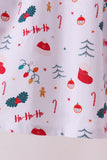 Red holly print ruffle pants set - Aaria Tees Aaria Tees