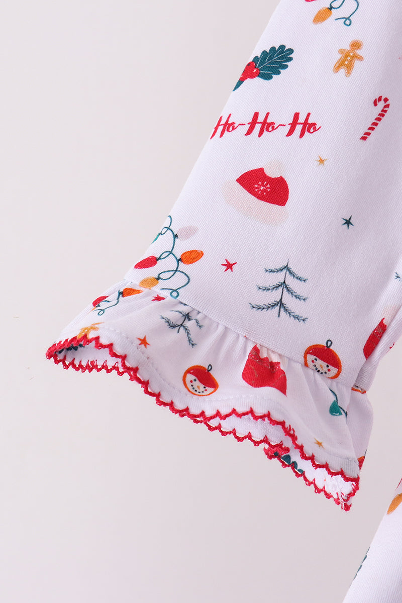 Red holly print ruffle pants set - Aaria Tees Aaria Tees