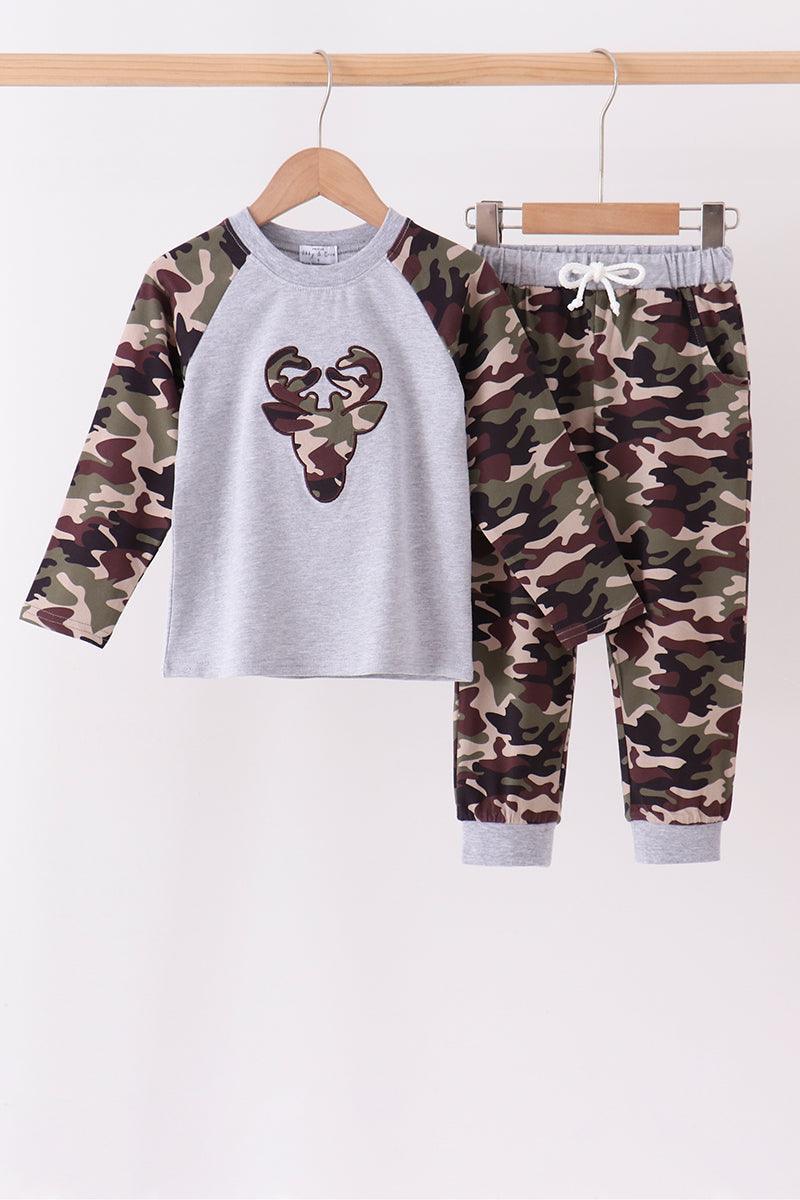 Camouflage deer embroidery pants set - Aaria Tees